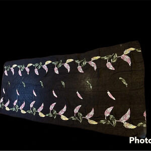 Vintage cotton scarf colourful  leaf detail